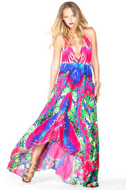 Multi Wear Dress In Fuchsia Feather Print With Images Dresses Silk Maxi Dress Fuchsia Dress
