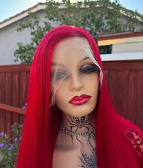 Ariel Red Lace Front Synthetic Wig🖤 Lace frontal wig. About 22-24 inches  long. Synthetic hair 100%. ⛓️DM ME TO PLACE AN ORDER⛓️ Payment plan  available ✨ Jewelry from @lagrimas.chains #lacefrontwigs #lacefrontal  #lacewigs #