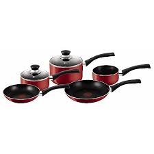 Tefal Bistro Non Stick Red Lacquered A161s545 5 Piece Set Home George At Asda