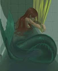 Her long hair and scaly tail are darkly colored. Pin On Mermaid Art
