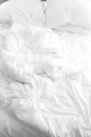 B L A N C U I E White Aesthetic White Bedding Unmade Bed