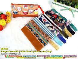 Dompet Kosmetik Little Pouch Kanvas Dan Vinyl Souvenir Pernikahan Dompet Tempat Pensil Vinyl