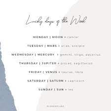 This is an excellent day to work on your upcoming schedule, do something creative, or invest your time and money into something new. Your Zodiac Sign S Lucky Day Of The Week Different Zodiac Signs Zodiac Posts Zodiac Signs