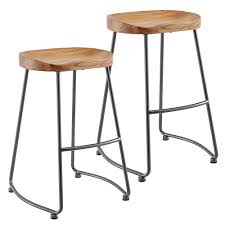 Wood and metal bar stools. Whi Moka Metal Clear Rustic Backless Armless Bar Stool With Natural Solid Wood Seat Set The Home Depot Canada