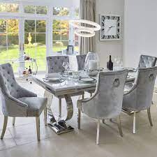 Global furniture usa white & grey dining table, marble. Kensington 200cm Bone White Marble Dining Table 6 Parker Chairs