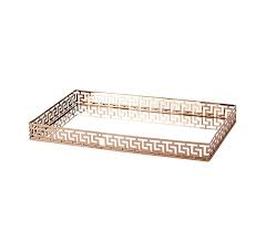 Get set for storage coffee table at argos. Egnazia Rose Gold Metal Mirror Tray Large Rectangle Greek Key