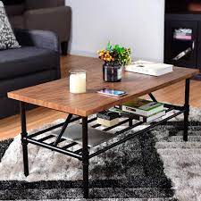 4.1 out of 5 stars 168 ratings. Industrial Style Rectangular Coffee Table With Bottom Pipe Storage Shelf 2 Tier Rustic Pipe Coffee Table Coctail Table With Iron Pipe Legs Thick Tabletop In Rustic Brown And Black Buy Online In Lebanon