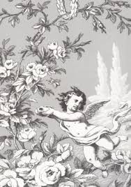 Black And White Toile Wallpaper Bathroom Cherub Grey And Black Toile Wallpaper Toile Wallpaper Hall Wallpaper Wallpaper