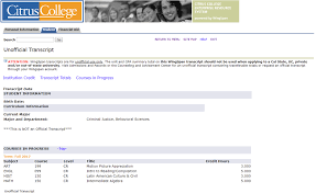 View Your Unofficial Transcript Wingspan My Citruscollege Edu