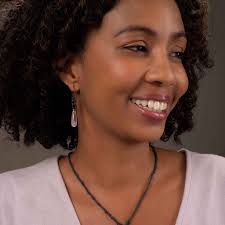 Flutter Hoop Earrings With Rose Quartz Beads