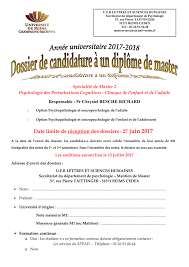 Nom de la faculté a l'attention. Dossier De Candidature M2 Ppc 2017 2018