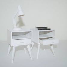 Bedside Table 1 6 Scale Miniature Furniture Nightstands Doll Bedroom Modern Mid Century Miniature Furniture Furniture Wooden Dolls House Furniture