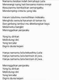 Nama mu teratas indah bercahaya laila menerangi ruang hati bersama makna mimpi kesucianmu kembalikan semangatku mendampingi cinta ku yang lalu. Jefri Aduba De Janitor V Twitter Laila Namamu Teratas Kalau Mat Rempit Mamat Jiwang Yg Layan Lagu Ni Anggap Lagu Ni Memuja Aweks Memasing Kalau Golongan Sastera Akan Kaitkan Hikayat Laila Majnun Ala Romeo Juliet Nusantara Kalau Yg Pemikir