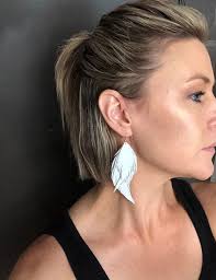 Leather Feather Earrings Double White Feather Earrings Soft Leather Feather  Earrings Leather Earrings Lightweight Dangle Earrings