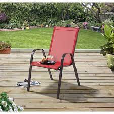 Maybe you would like to learn more about one of these? Mainstays Heritage Park Stacking Sling Outdoor Patio Chair Red Walmart Com Walmart Com