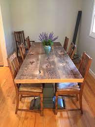 Gorgeous Dining Table Made Out Of Old Joists From The Historic Novato Theater Finished In A Satin Pol Wood Dining Room Kitchen Table Decor Small Kitchen Tables