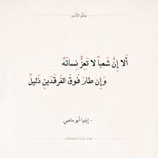 شعر إيليا أبو ماضي ألا إن شعبا لا تعز نساؤه عالم الأدب Arabic Quotes Words Arabic Love Quotes