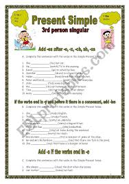 Present Simple 3rd Person Singular Rules And Exercises Simple Present Tense Simple Present Tense Worksheets English Grammar Worksheets