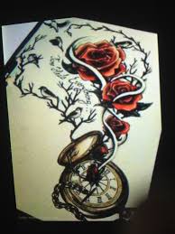 Bird Clock And Rose Tattoo Roses Clocks Birds Clock Tattoo Girly Tattoos Tattoos