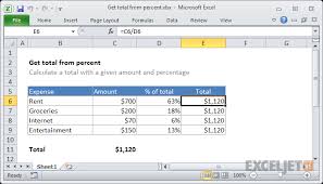 Excel Formula Get Total From Percentage Exceljet