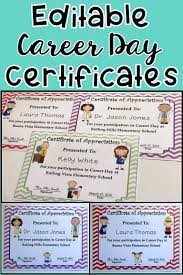 Use These Career Day Printable Certificates To Say Thank You To Your Career Day Volunteers All Certificates Are Career Day Career Certificate Of Appreciation
