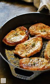 For thin pork chops, you can cook them in the skillet without transferring them to the oven. Pan Seared Boneless Pork Chops Boneless Pork Chop Recipes Easy Pork Chop Recipes Thin Pork Chop Recipes