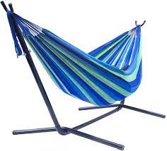 Portable hammock with stand for 2 person indoor outdoor patio use. Amazon Com Sorbus Double Hammock With Steel Stand Two Person Adjustable Hammock Bed Storage Carrying Case Included Blue Green Furniture Decor