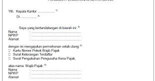 Nomor pokok wajib pajak (indonesia). Formulir Permohonan Cetak Ulang Kartu Npwp Dan Petunjuk Pengisiannya