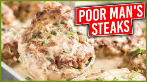 Ground beef 1 pkg onion soup mix 2/3 c. Poor Man S Steaks Youtube