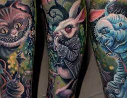 Jhonen vasquez inspired alice in wonderland tattoo sleeve. 20 Tim Burton Inspired Tattoos Monster Tattoo Wonderland Tattoo Sleeve Tattoos