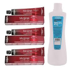 Depending on how much you need, that could mean you combine 2 ounces of color with two ounces of developer (2 ounces is the standard size bottle for most haircolor formulas) or one gallon of color and one gallon of developer. Buy L Oreal Professionnel Majirel Hair Color No 4 3 Golden Brown Tube 3 50ml With Oxydant Creme 20 Vol 6 Developer 495ml Online At Best Prices In India Hecmo
