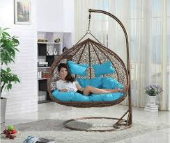 Hanging Rattan Double Swing Chair With Cushion Stand Rattan Swing Loveseat Home Garden Yard Swinging Chair Hanging Hammock Chair Hanging Swing Chair
