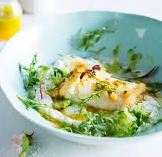 Pan Fried Hake With Granadilla Dressing And Tzatziki Woolworths Taste Recipe Yummy Seafood Easy Vegan Dinner Seafood Recipes