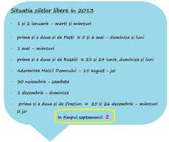 În iunie 2020 au fost 3 sărbători legale: Zile Libere 2013 Portal Hr