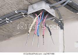 A wiring diagram is a simple visual representation of the physical connections and physical layout of an electrical system or circuit. Open Electrical Junction Box And Wires On The Ceiling Canstock