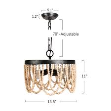 Shop Industrial 2 Light Wood Beaded Chandelier Pendant Light On Sale Overstock 31873847