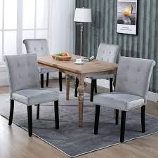 2 x light grey geometric velvet dining chairs with chrome legs and lion knocker. Vanimeu Grey Velvet Dining Chairs Set Of 4 Fabric Upholstered Seat With Knocker Ring Back Upholstered Kitchen Chairs With Wooden Legs Mid Century Backrest Cushioned Velvet Chair For Dining Room Buy Online In El Salvador