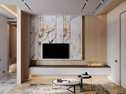 Multicolor marble panels for wall, packaging type: Interior Design Using Marble And Wood Combinations Living Room Design Decor Living Room Tv Wall House Interior Decor