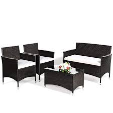 Outdoor Chair W Table Rattan Furniture Set Cushions On Sofa Rattan Furniture