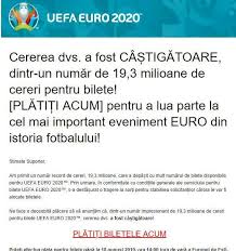 Euro 2020 • 12 iunie, 8:24. Bilete Euro 2020 S A Incheiat Tragerea La SorÈ›i Uefa A FÄƒcut AnunÈ›ul Cum Afli DacÄƒ EÈ™ti Printre NorocoÈ™ii Care IÈ™i Pot CumpÄƒra Bilete La Euro 2020