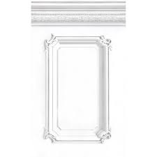 Un papier peint à rayures pour la décoration d'un soubassement, une astuce déco qui nous permet de faire d'une pierre deux coups ! Papier Peint Soubassement Haussmannien Blanc Papier Peint Fausses Boiseries Boiseries Couloir