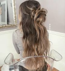 Half Up Loose Romantic Bun Hair Simple Prom Hair Messy Hairstyles Long Hair Styles