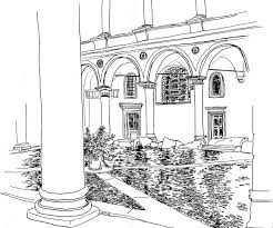 Interactive & printable online coloring pages. Art Therapy Coloring Page Italy Inner Courtyard 5