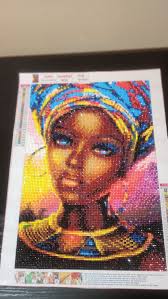Finished Diamond Art African Woman With Multicolor Headwrap