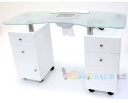 Glass Top Nail Table With Draft Fan Spasalon Us Nail Salon Furniture Salon Furniture Nail Salon Decor