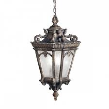 Outdoor lanterns can be one big fire hazard, and they usually have to stay in one place. Large Gothic Outdoor Hanging Lantern In Matt Bronze With Seeded Glass