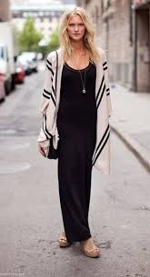 Love Simple Long Black Dress With A Big Comfy Sweater And Wedge Wavy Hair To Finish It Off So Cute And Simple Fashion My Style Black Maxi Dress