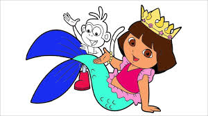 Get out your pens, your colored pencils and give color to life. Dora The Explorer Coloring Page 4 Dora The Mermaid And Boots Little Hands Coloring Book Youtube