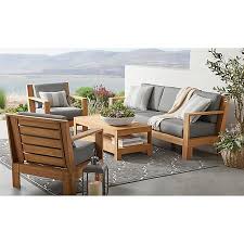 Member S Mark Newport 4 Piece Teak Deep Seating Patio Set With Sunbrella Fabric Sam S Club Backyard Furniture Deep Seating Outdoor Seating Set
