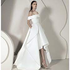 High low lace wedding dresses. Verngo High Low Wedding Dress Soft Satin Wedding Gowns Elegant Off The Shoulder Bride Dress Vestido De Noiva Sereia Wedding Dresses Aliexpress